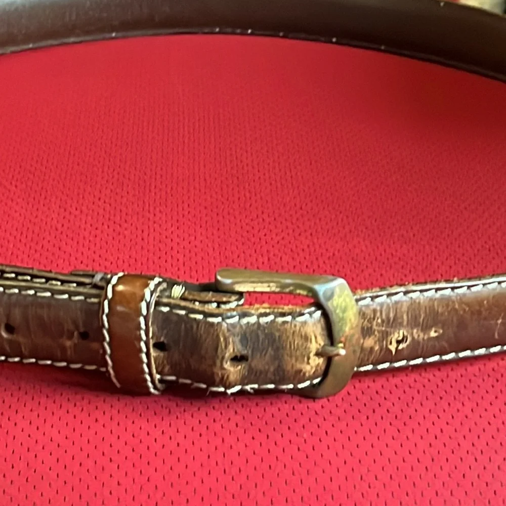 Vintage Ralph Lauren Leather Belt Men's Brown Gold tone Buckle Length: 49